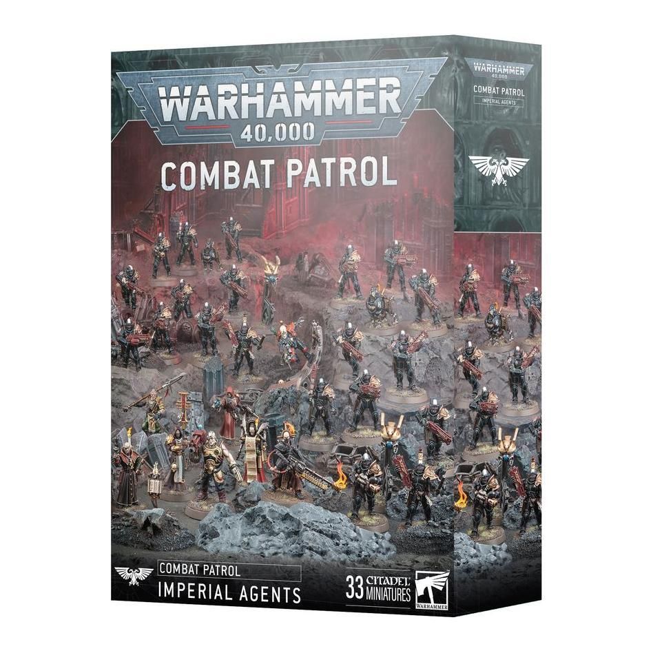 Warhammer 40000 Combat Patrol: Imperial Agents boxed set featuring 33 Citadel miniatures.