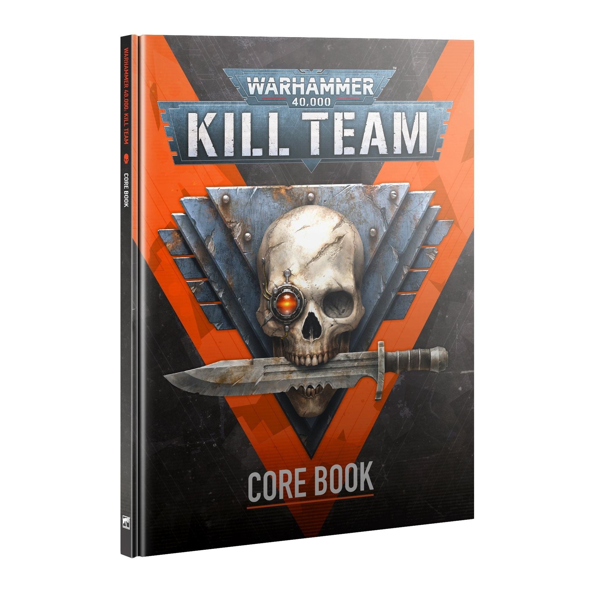 Warhammer 40000 Kill Team Core Book 2024, strategy game guidebook cover with skull and knife design.