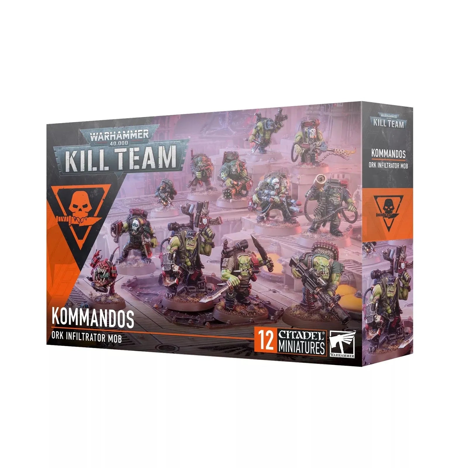 Warhammer 40000 Kill Team Kommandos box set with 12 miniatures, featuring Ork Infiltrator Mob.