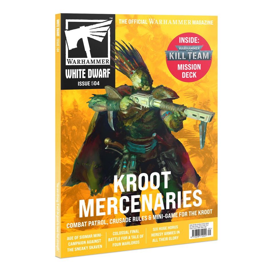 Warhammer 40000 White Dwarf 504 September 2024 cover featuring Kroot Mercenaries.