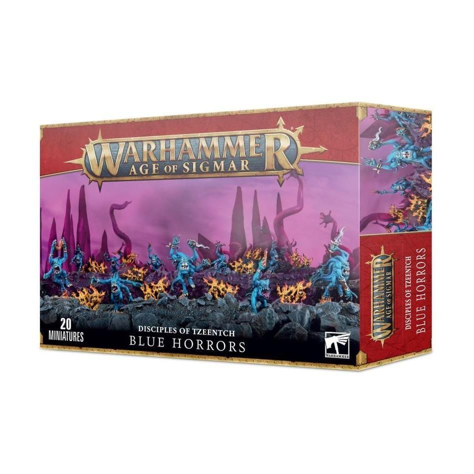 Warhammer Age of Sigmar Disciples of Tzeentch Blue Horrors miniature set box.