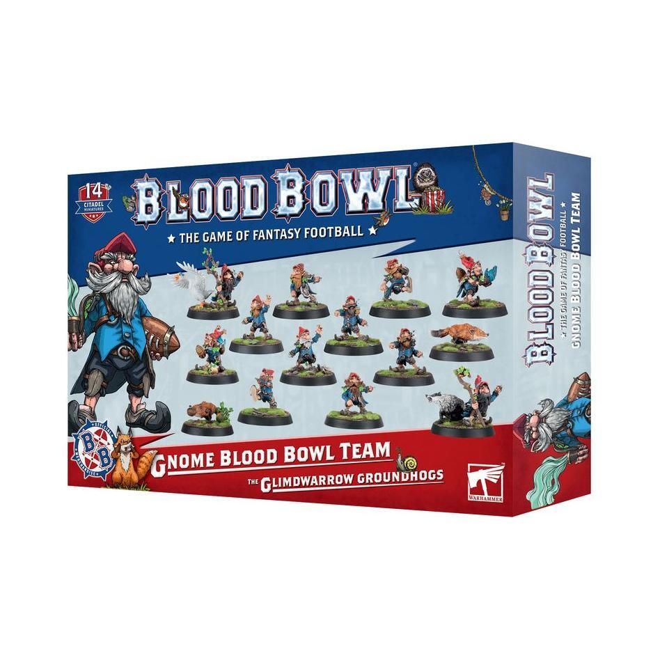 Warhammer: Blood Bowl Gnome Team box set featuring Glimdwarrow Groundhogs miniatures.