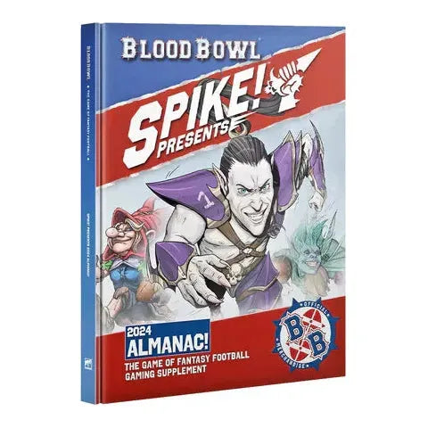 Warhammer Blood Bowl: Spike! 2024 Almanac hardback book featuring fantasy football gaming supplement cover.