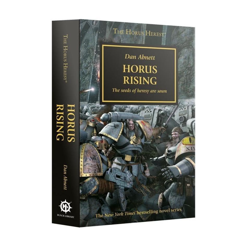 Warhammer: Horus Rising book cover by Dan Abnett, featuring space marines.