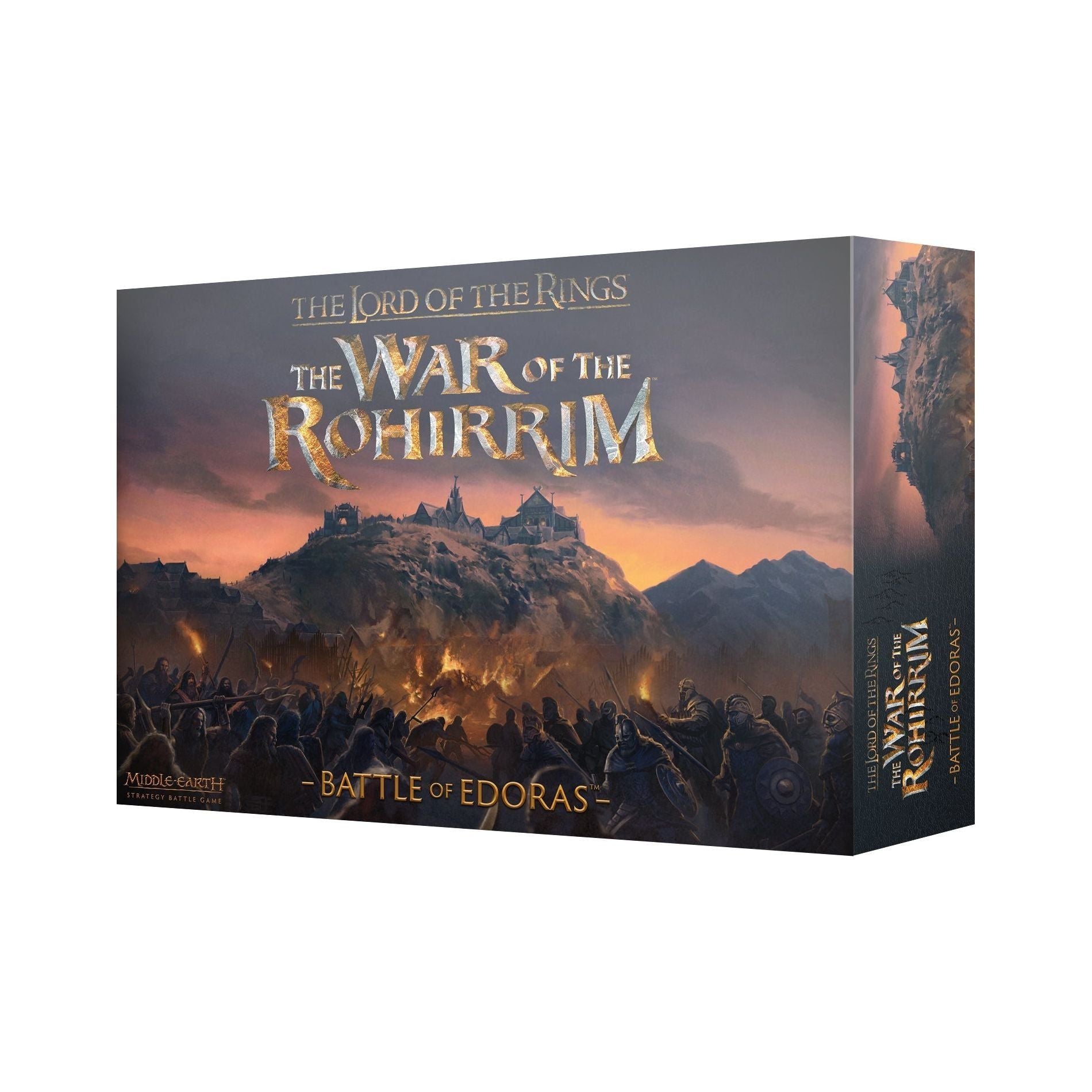Warhammer War: The Lord of The Rings - Battle of Edoras box set featuring miniatures and accessories.