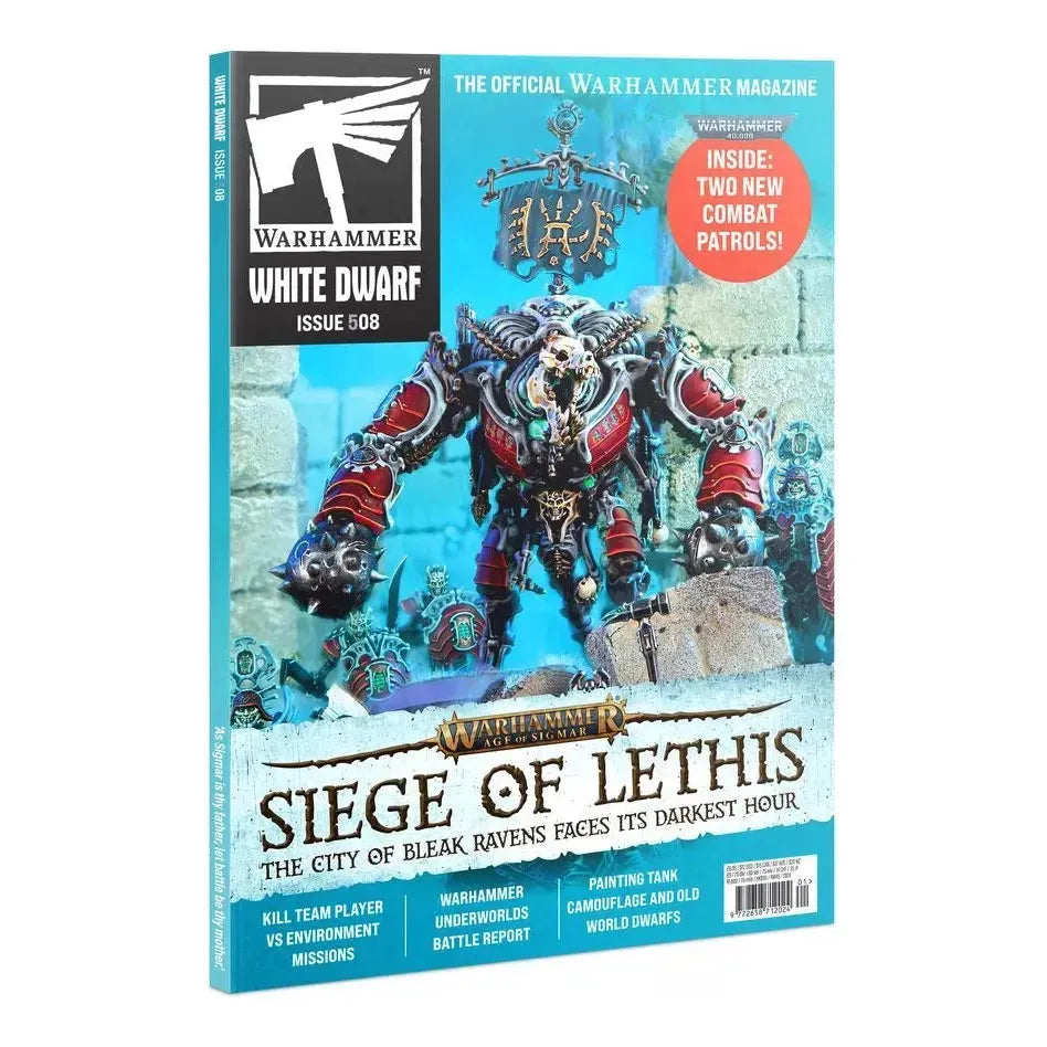 White Dwarf Issue 508 January 2025 magazine with Warhammer content and card deck.