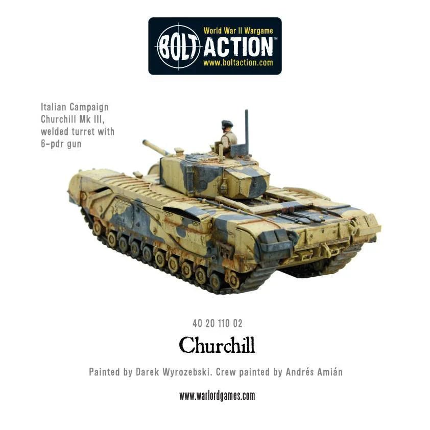 Bolt Action Churchill Tank plastic model kit featuring 7 turret variations.