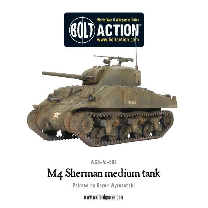 Bolt Action M4 Sherman medium tank plastic model kit.