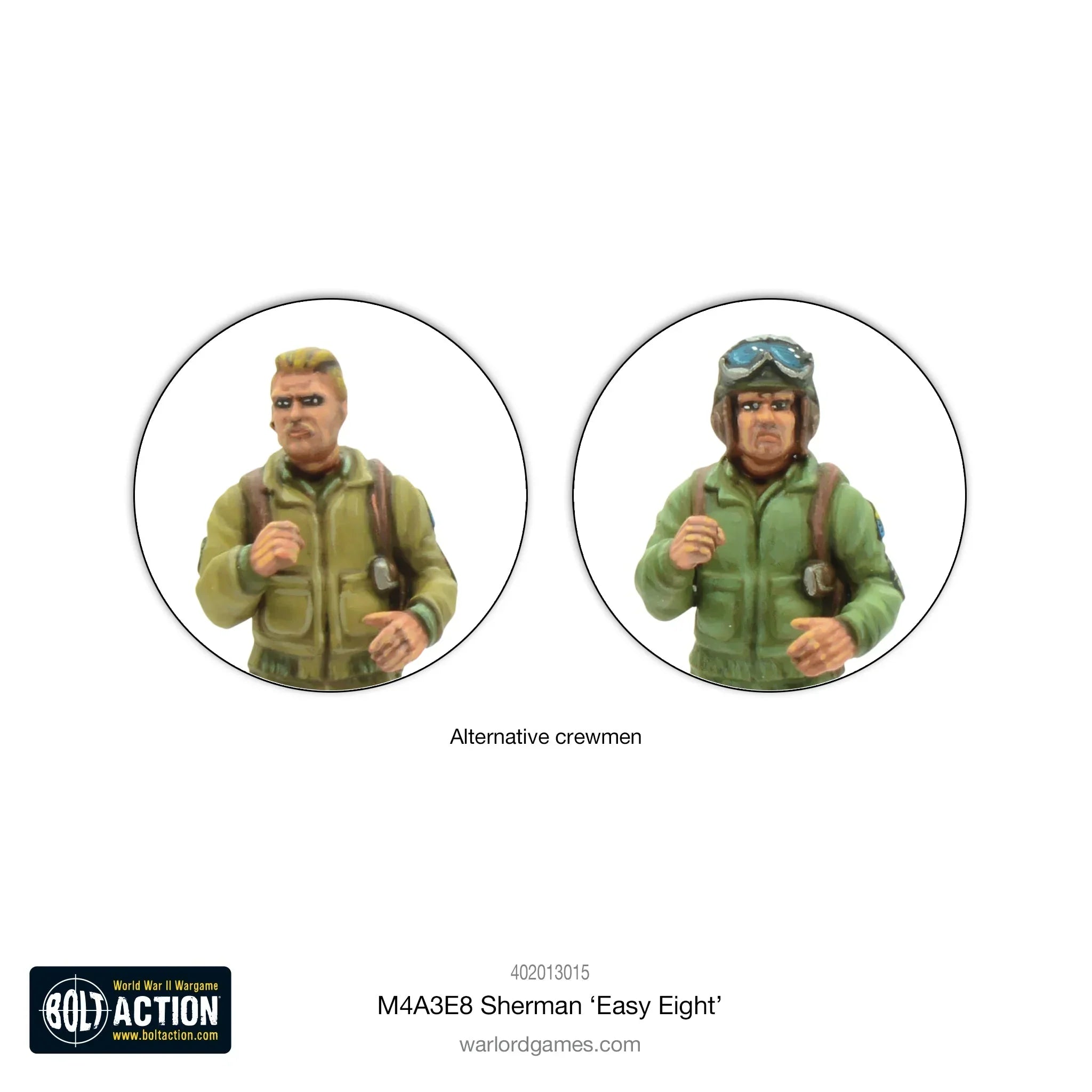 Alternative crewmen for M4A3E8 Sherman Tank model kit.