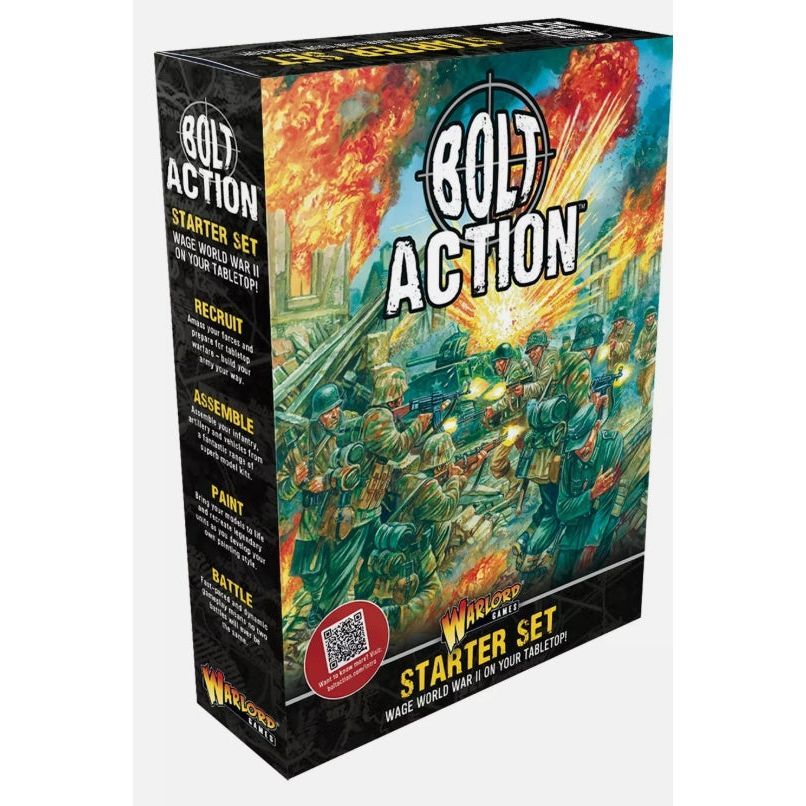 Bolt Action Starter Set box displaying artwork and game contents.