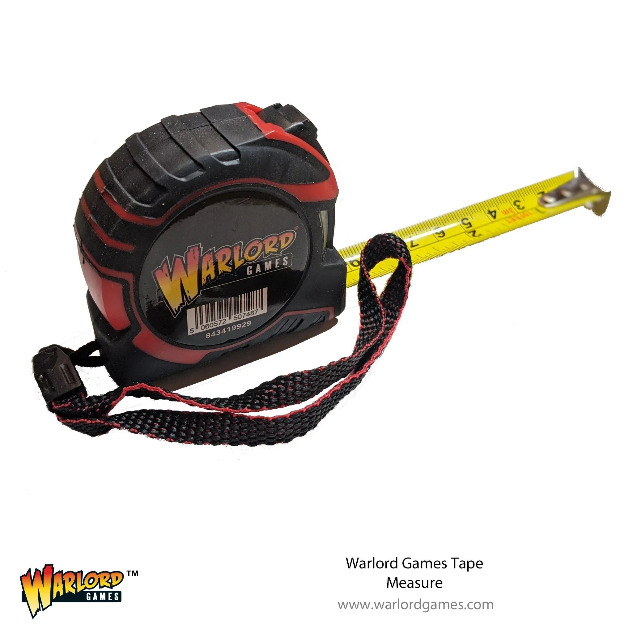 Bolt Action Warlord Tape Measure with logo, measures in inches and centimeters.