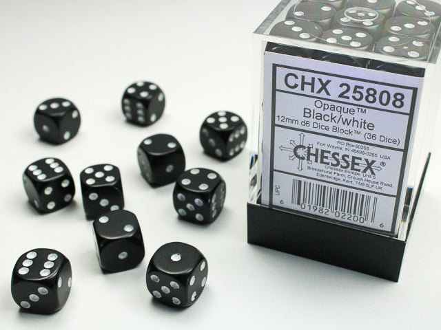 Chessex D6 Block: Opaque (Black/White)