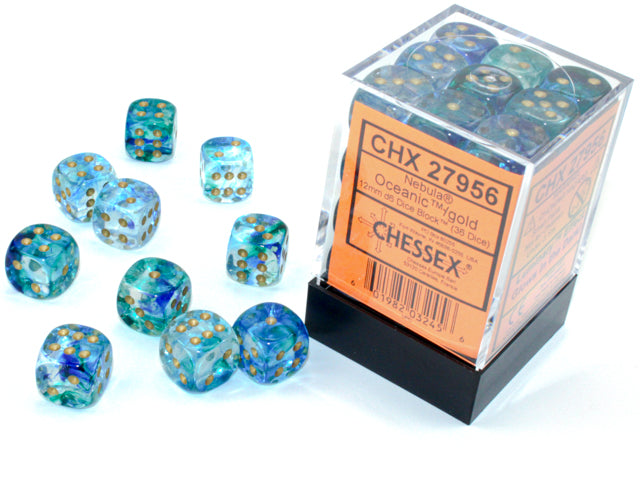 Chessex D6 Block: Nebula (Oceanic/Gold)