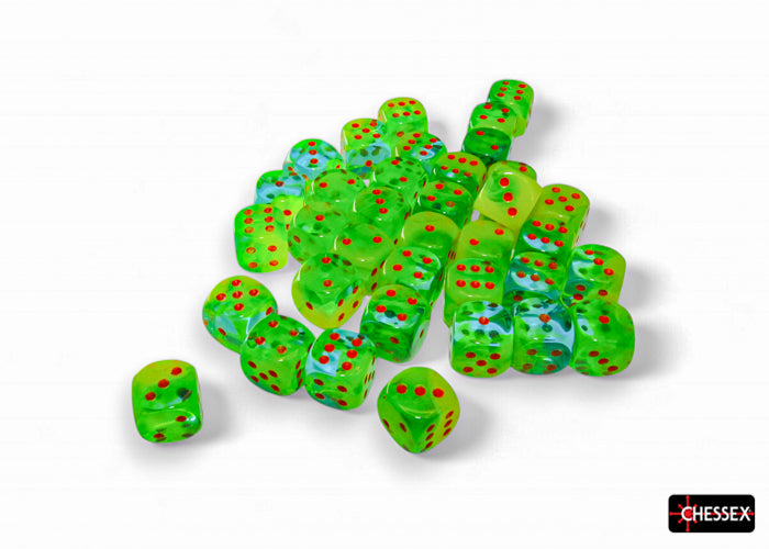 Chessex D6 Block: Gemini (Plasma-Green Teal/Orange)