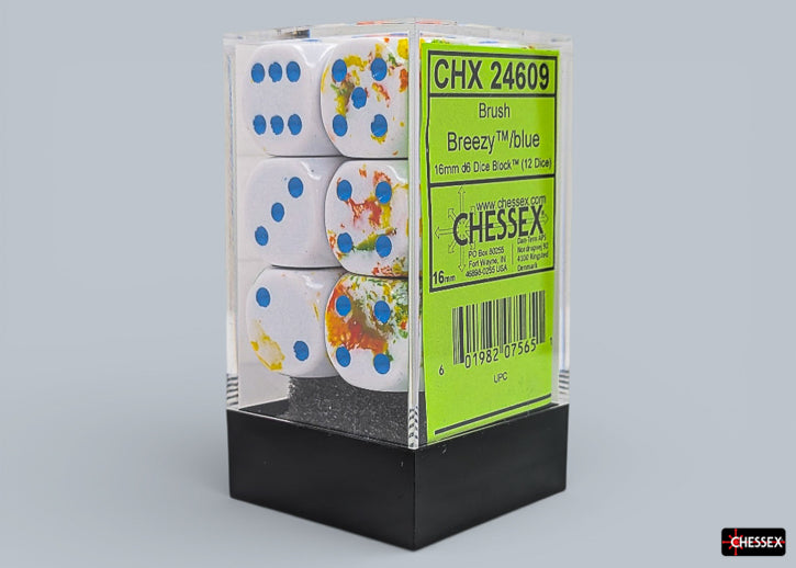 Chessex D6 Block: Brush Breezy/Blue (16mm)