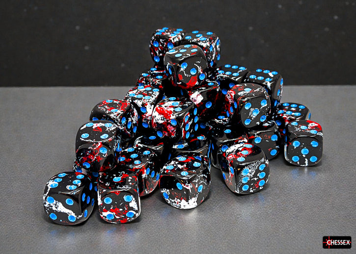 Chessex D6 Block: Brush Dark Side/Blue (12mm)
