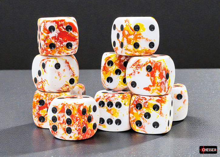 Chessex D6 Block: Brush Sunrise/Black (16mm)