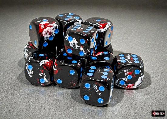 Chessex D6 Block: Brush Dark Side/Blue (16mm)