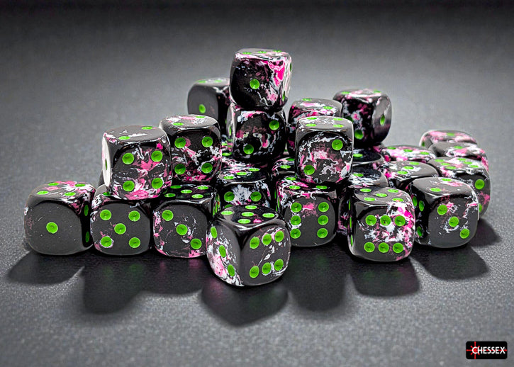 Chessex D6 Block: Brush Paintball/Green (12mm)