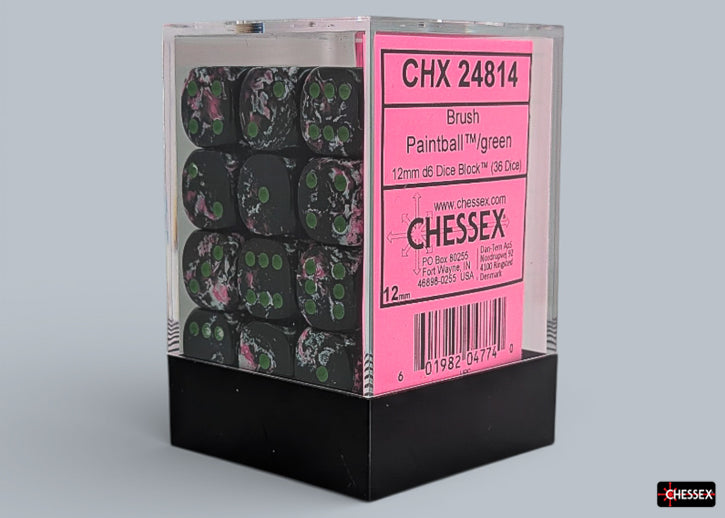 Chessex D6 Block: Brush Paintball/Green (12mm)