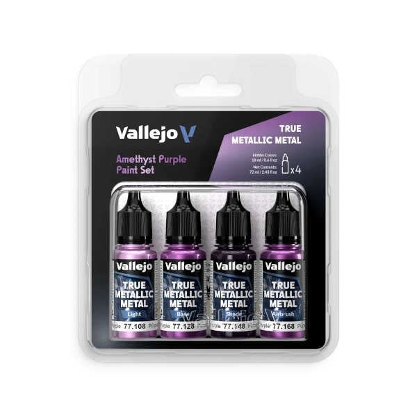 Vallejo True Metallic Metal: Amethyst Purple Color Set (4)