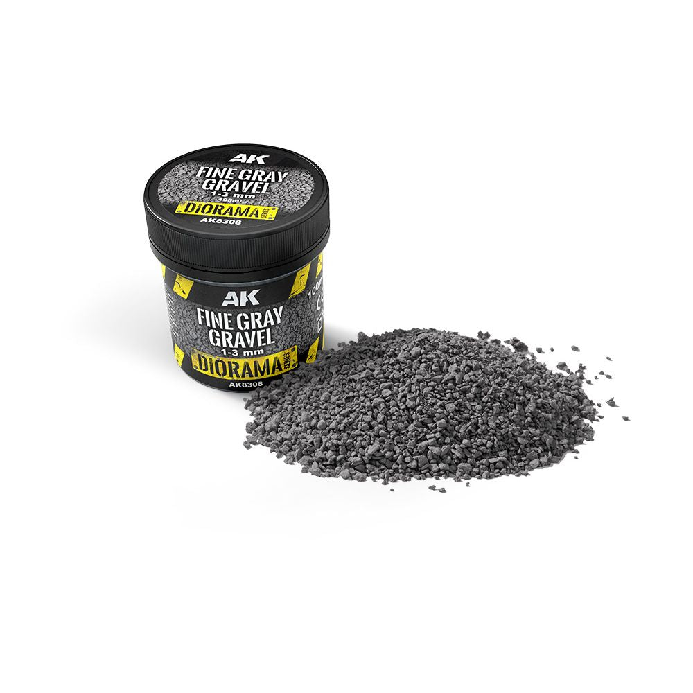 AK Interactive Fine Gray Gravel 1–3mm 100ml - War Games USA