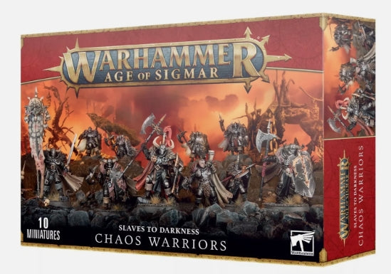 Warhammer: Age of Sigmar Slaves to Darkness Chaos Warriors box set with miniatures.