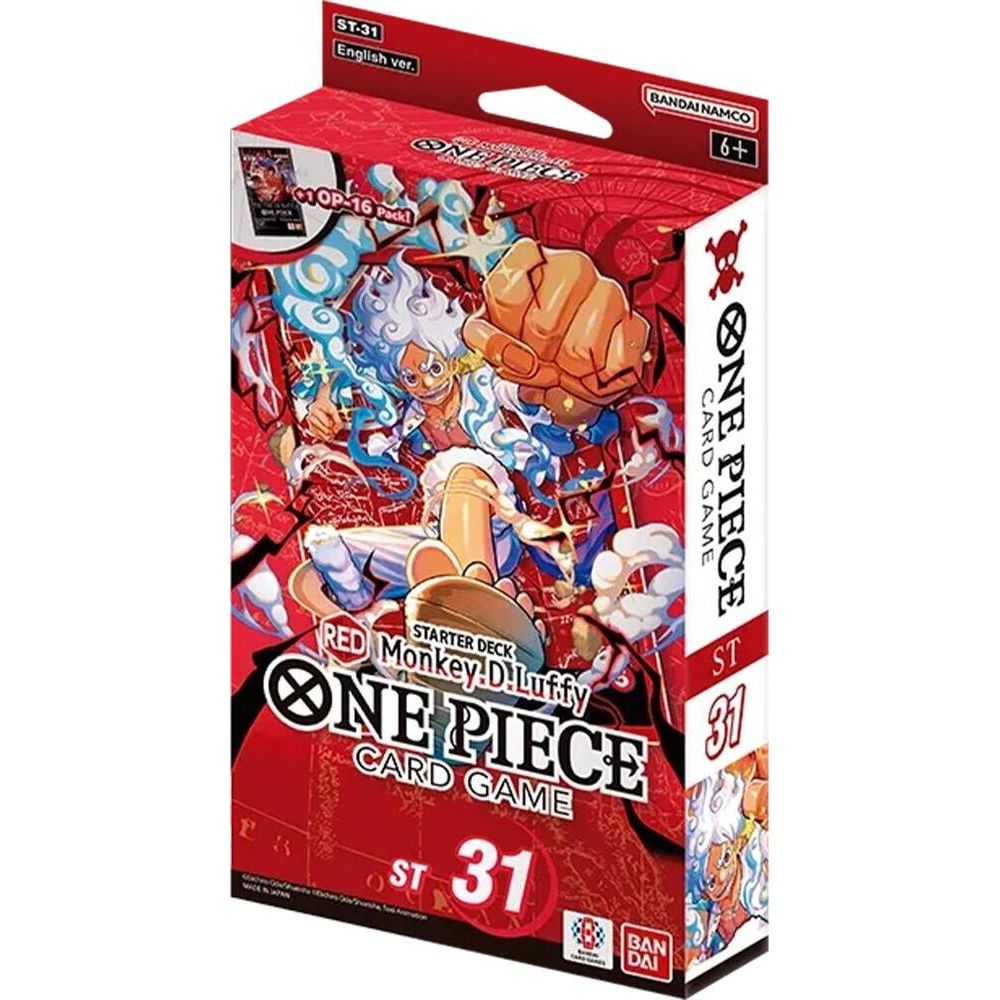 One Piece Card Game Starter Deck St. 31 box featuring red packaging with anime artwork of Monkey D.