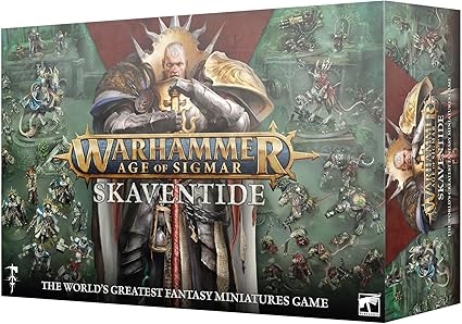 Warhammer: Age of Sigmar: Skaventide box set with Stormcast Eternals and Skaven miniatures.