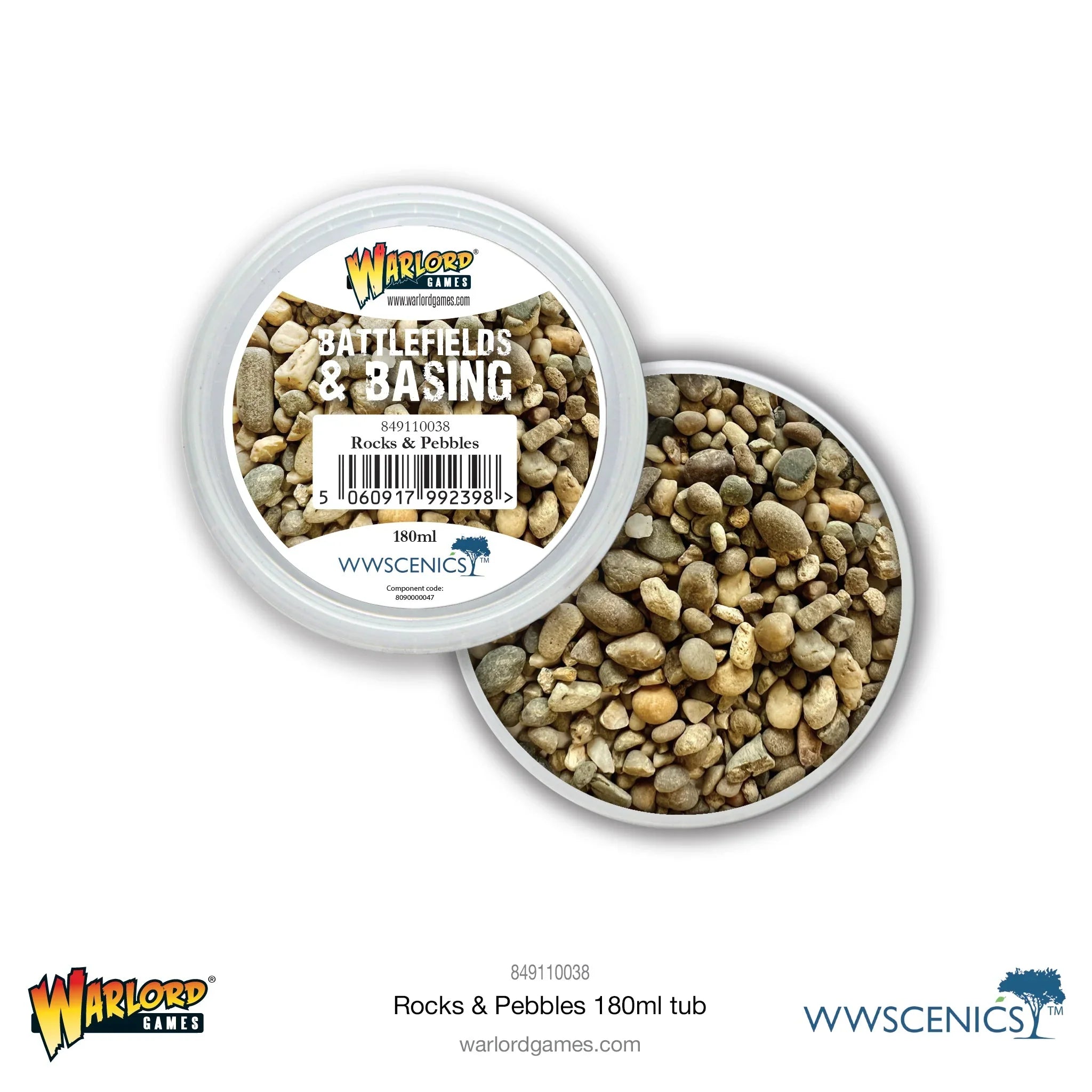 Bolt Action Battlefields Rocks & Pebbles 180ml tub for realistic basing.