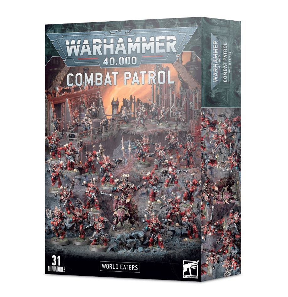 Warhammer 40000 Combat Patrol World Eaters box set with miniatures assembly.