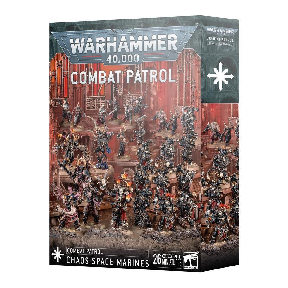 Warhammer 40000 Combat Patrol Chaos Space Marines box set with unassembled miniatures.