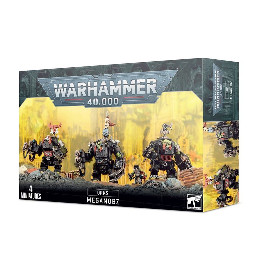 Warhammer 40000 Orks Meganobz box set featuring detailed miniatures.