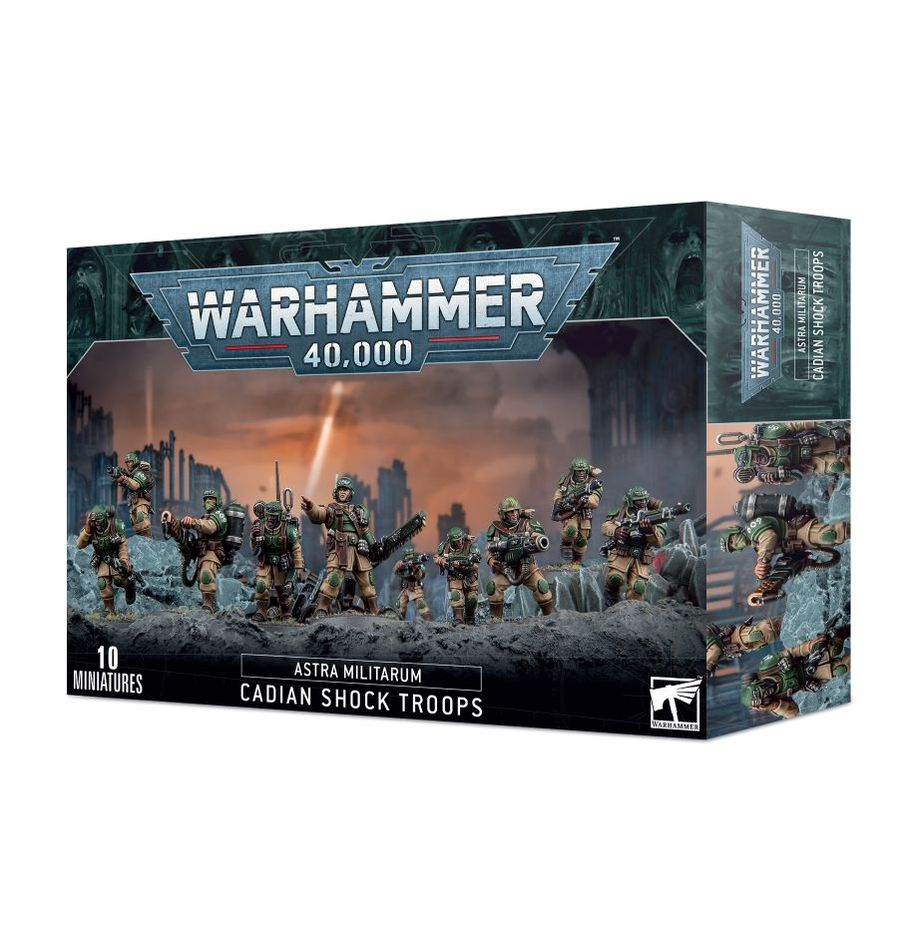 Warhammer 40000 Astra Militarum Cadian Shock Troops plastic kit box set.