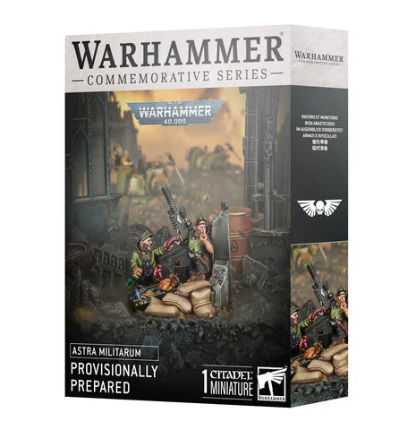 Warhammer 40,000 Astra Militarum Provisionally Prepared kit with Ratling sniper specialists and scenic base.