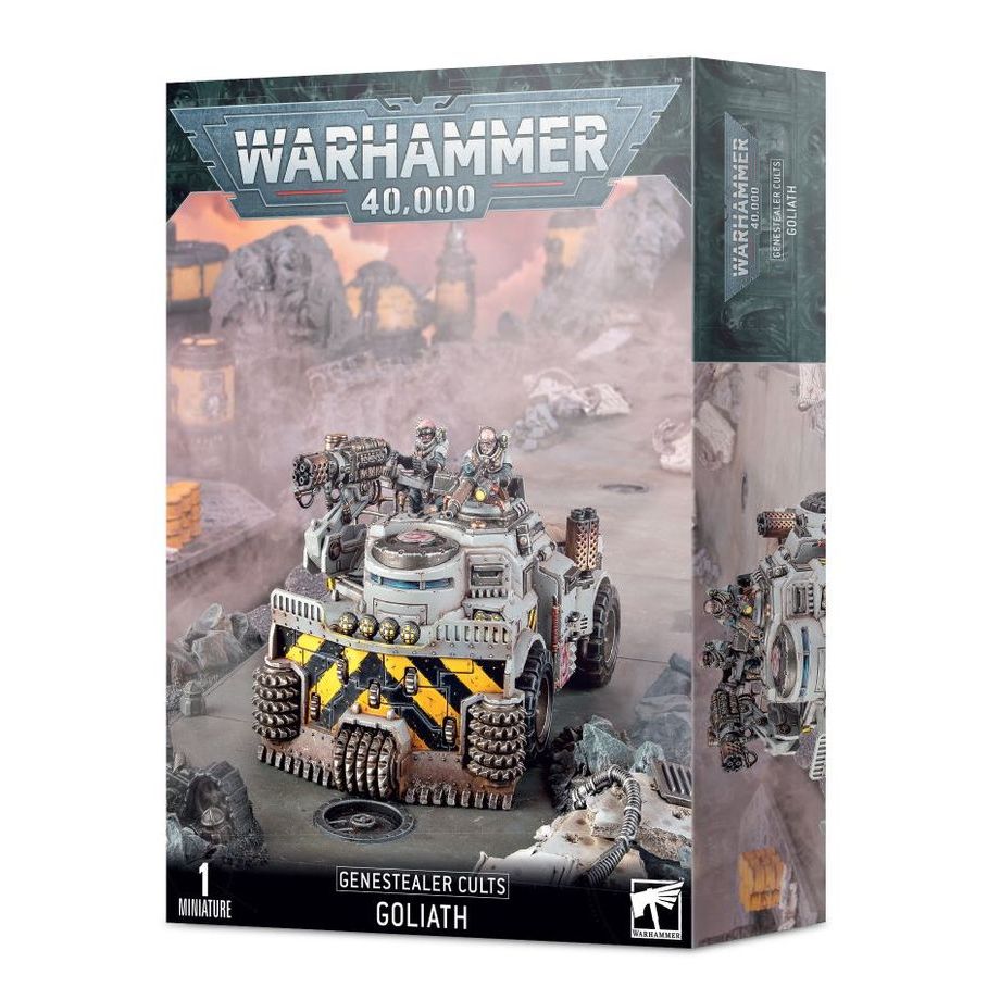 Goliath model from Genestealer Cults by Games Workshop, detailed miniature with armored vehicle design for tabletop gaming.