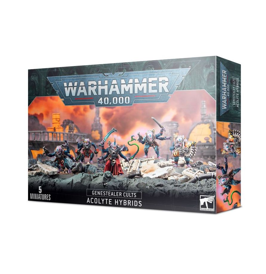 Acolyte Hybrids from Genestealer Cults by Games Workshop, detailed miniatures with alien and cultist features, ready for tabletop gaming.