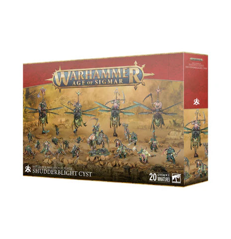 Warhammer Age of Sigmar Maggotkin of Nurgle Shudderblight Cyst Battleforce box with 20 plastic miniatures.