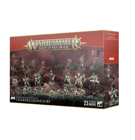 Warhammer Age of Sigmar Flesh-Eater Courts Charnelgrand Jury Battleforce box set with 23 miniatures.