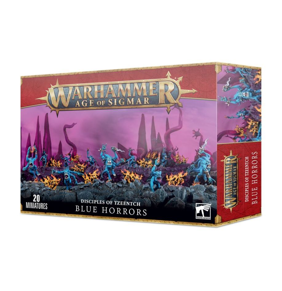 Warhammer Age of Sigmar Disciples of Tzeentch Blue Horrors miniature set box.