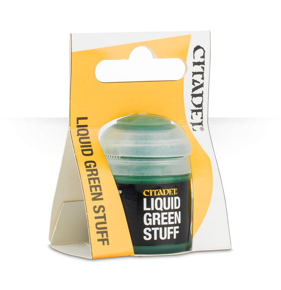 Liquid Green Stuff for filling gaps on miniatures, 12ml bottle.