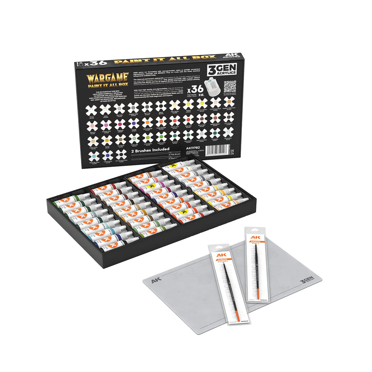 AK Interactive - 3GEN Acrylics Wargame Paint It All Box (36 Colors) - War Games USA