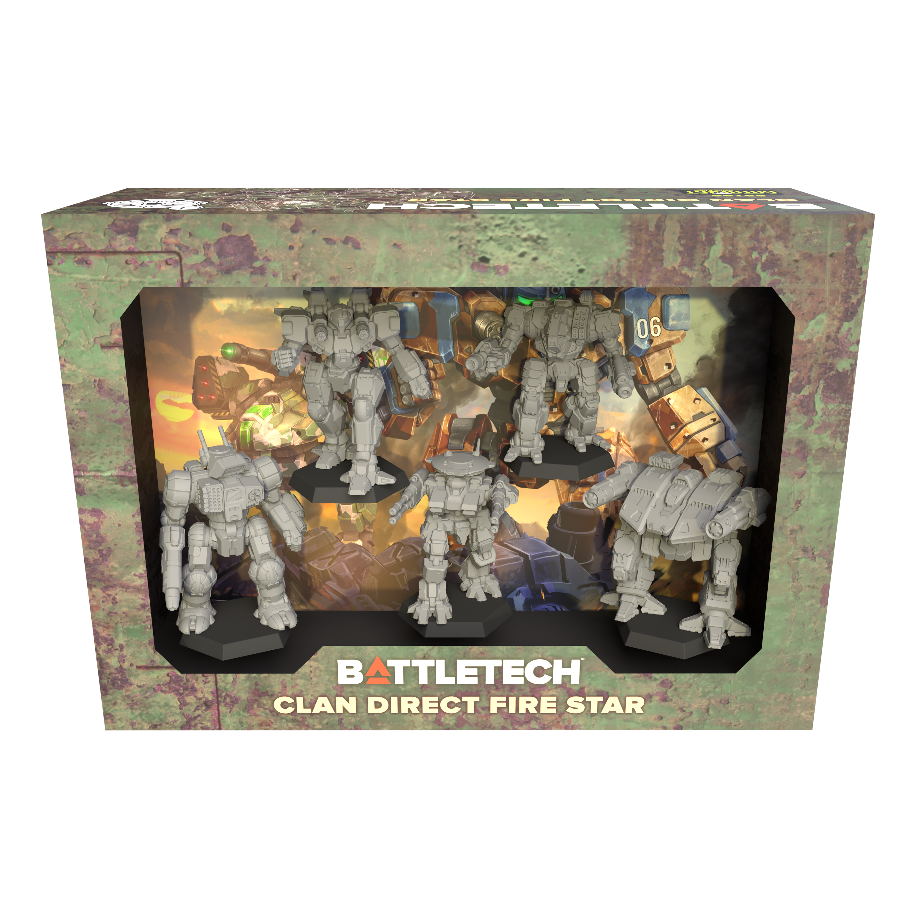 Clan Direct Fire Star ForcePack box for BattleTech, five unpainted Clan BattleMech miniatures
