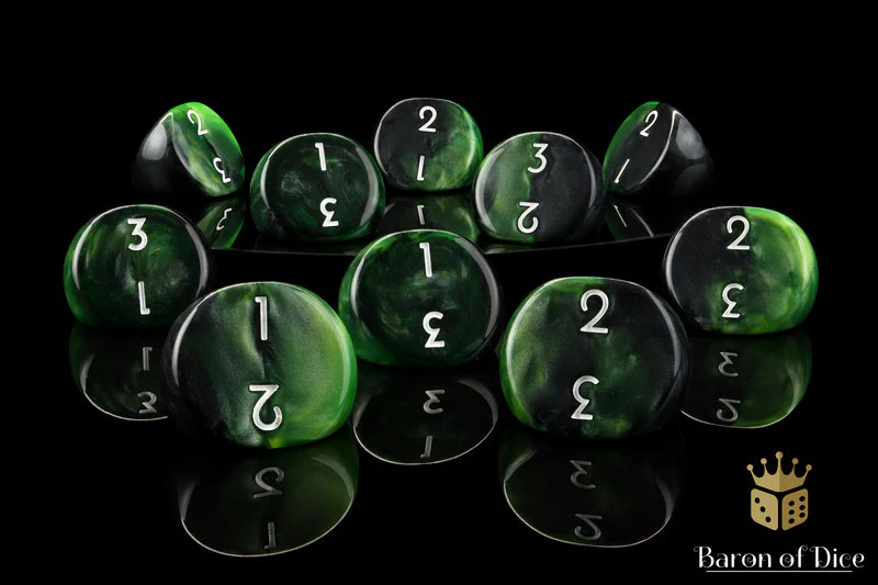 Specialty D3 Dice (Trapezoid, Green) - Baron of Dice