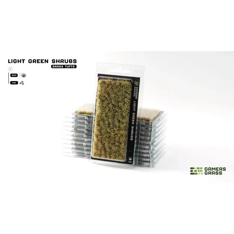 Light green shrubs miniature from Baron of Dice's Gamers Grass collection, perfect for tabletop gaming terrain.