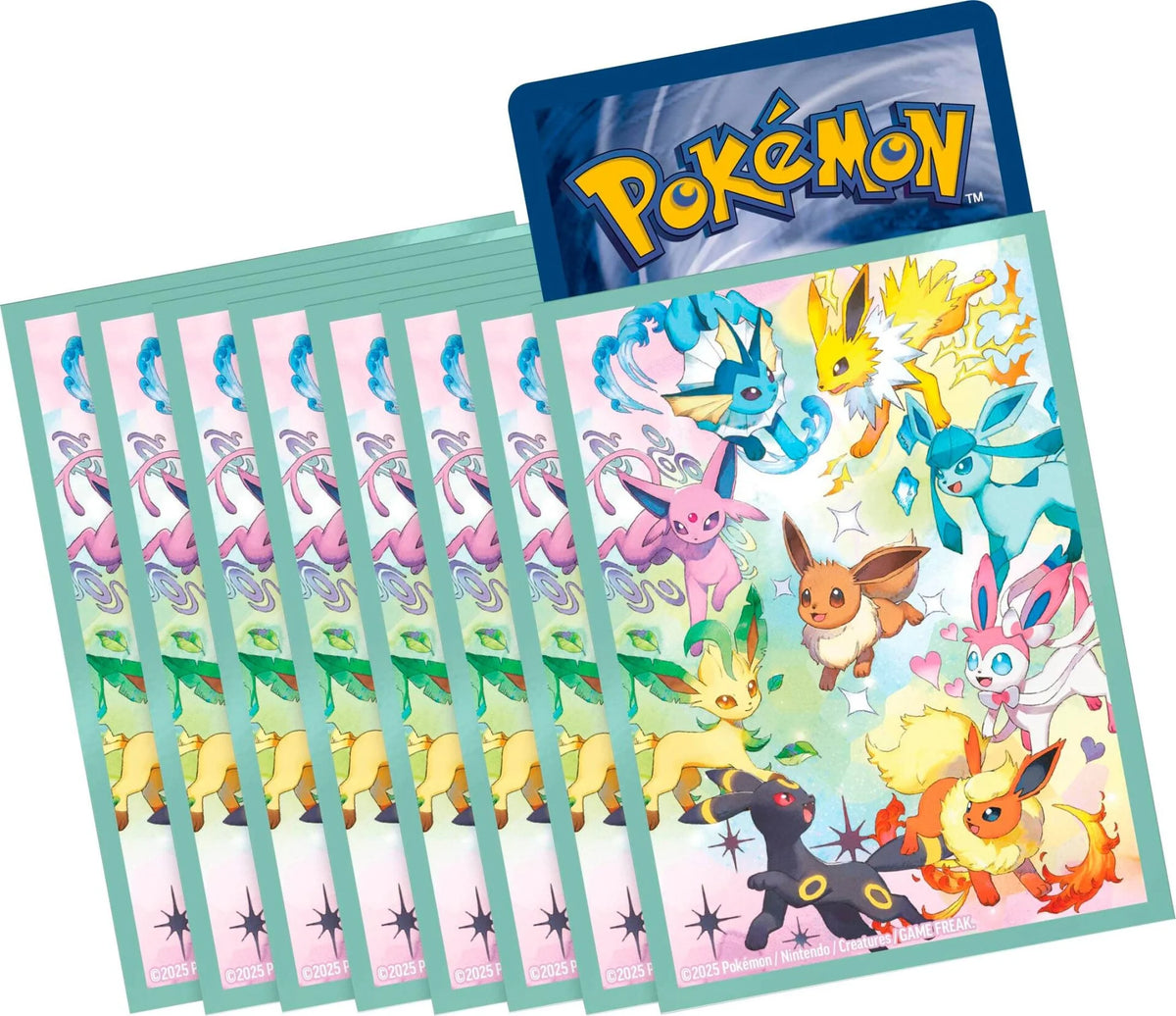 The 65 Eeveelution card sleeves included in the Prismatic Evolutions Super-Premium Collection