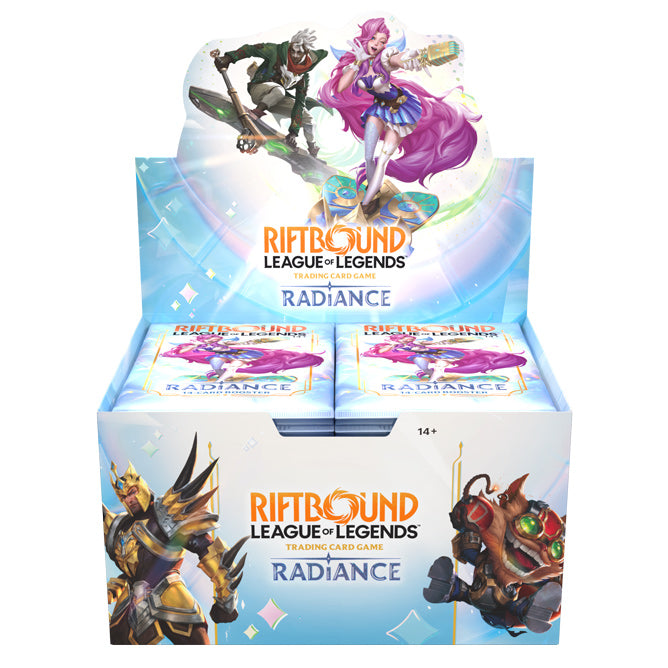 Retail booster display box for Riftbound: League of Legends TCG, Radiance set.