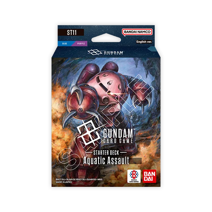 Aquatic Assault (ST11) Gundam Card Game starter deck box, featuring Char's Z'gok