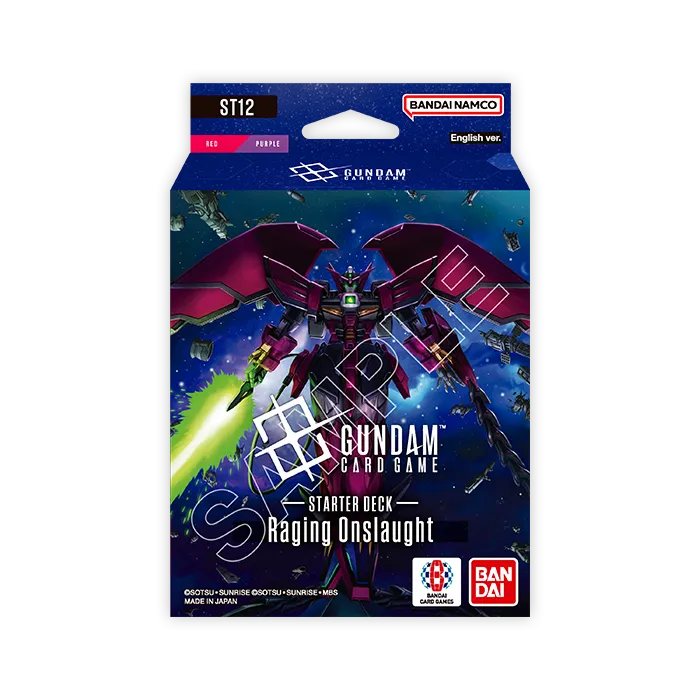 Raging Onslaught (ST12) Gundam Card Game starter deck box, featuring Epyon
