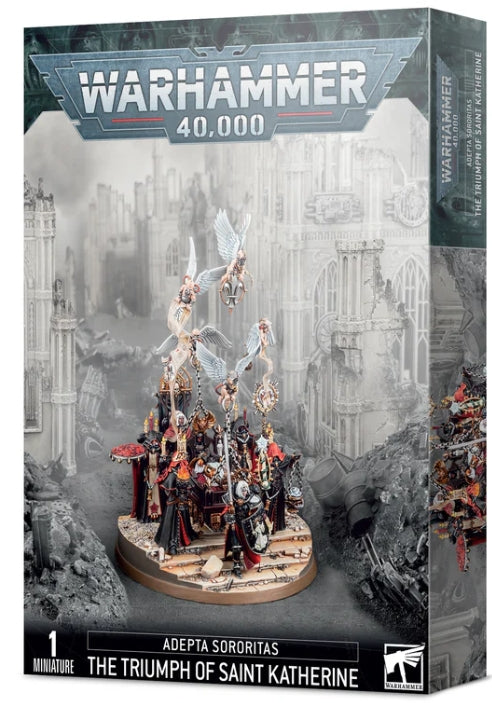 Warhammer 40000 Triumph of St Katherine Adepta Sororitas boxed set with a sculpted Citadel 120mm Oval Base.